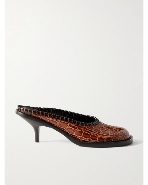 Dries Van Noten Brown Croc-Effect Leather Mules