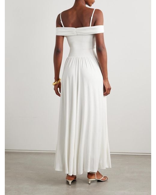 Jonathan Simkhai White Amarantha Cold-Shoulder Pleated Stretch-Jersey And Knit Gown