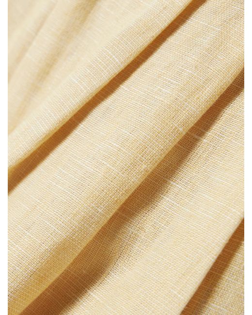 Posse Natural Parker Pleated Linen Wide-Leg Pants