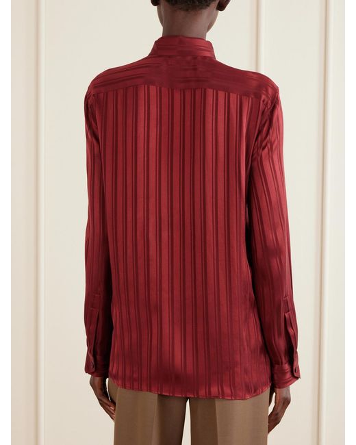 Saint Laurent Red Striped Silk Blouse