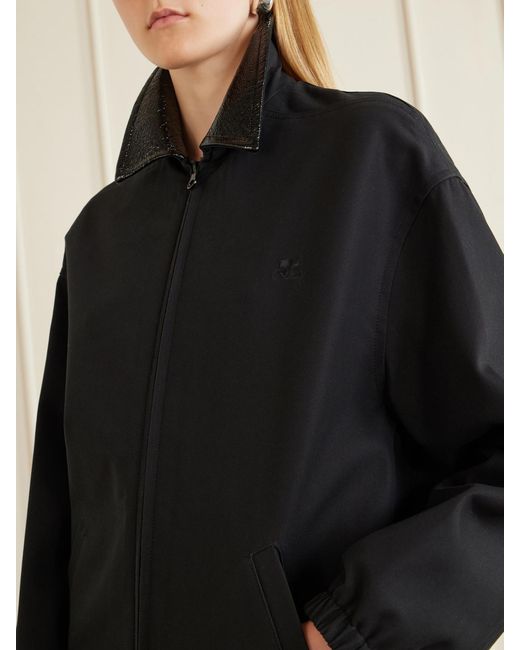 Courreges Black Logo-Embroidered Cotton Canvas Bomber Jacket