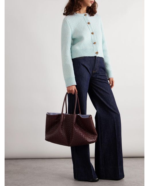 Bottega Veneta Blue Wool-Blend Bouclé Cardigan