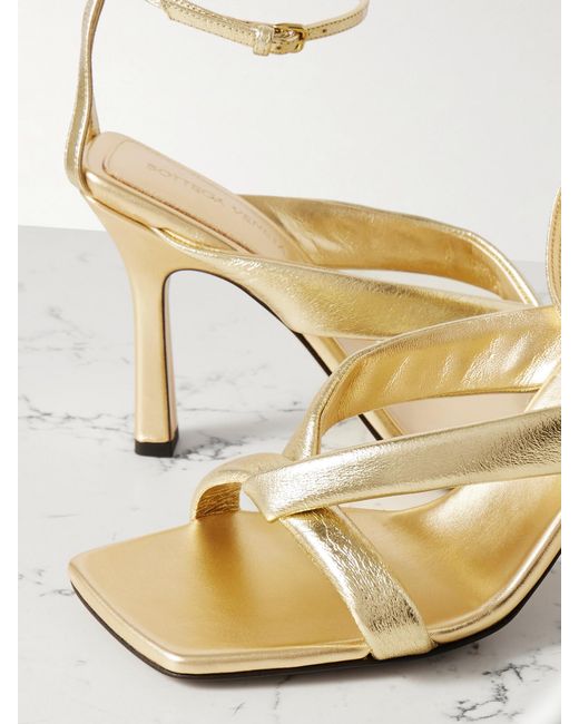 Bottega Veneta Natural Riva Padded Metallic Leather Sandals