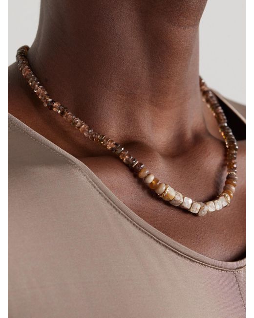 Sydney Evan Natural Kette Mit Zierperlen, Details Aus 14 Karat Und Diamanten