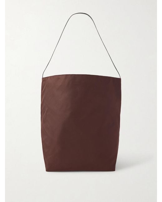 Valesque White Bucket Leather-Trimmed Shell Tote
