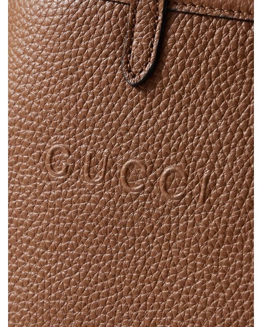 Gucci Brown Totissima Reversible Textured-Leather And Canvas-Jacquard Tote