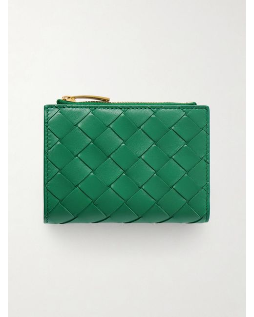 Bottega Veneta Green Intrecciato 15 Leather Wallet