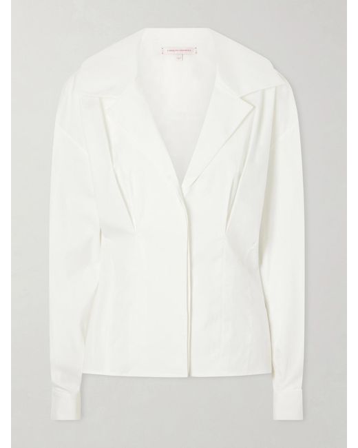 Carolina Herrera White Cotton-Blend Blouse