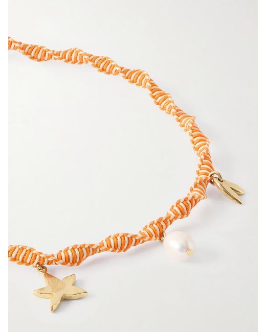 ALÉMAIS Natural Calypso Macrame And Pearl Charm Necklace