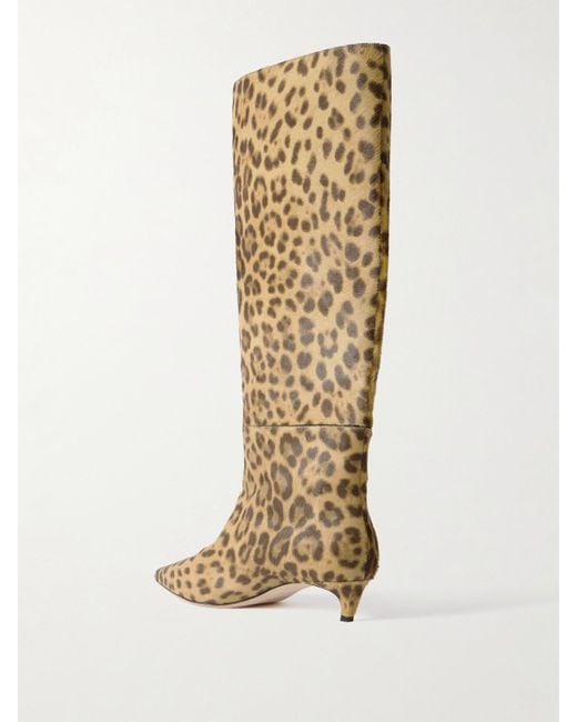 Jimmy Choo Metallic Maxima 35 Kniehohe Stiefel Aus Kalbshaar Mit Leopardenprint