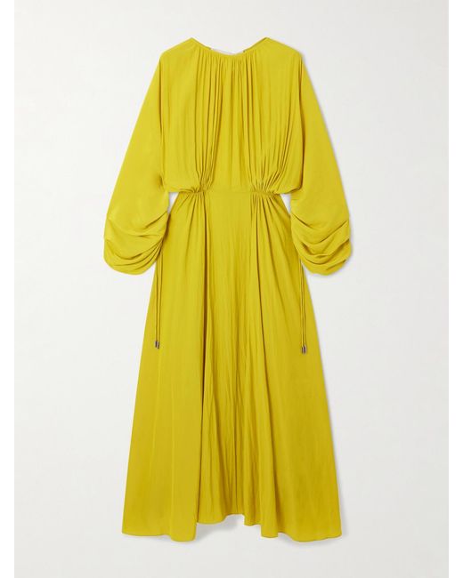 Lanvin Yellow Open-Back Woven Maxi Dress