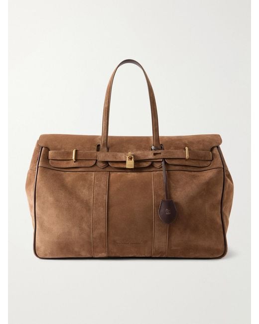 Brunello Cucinelli Brown Suede Weekend Bag