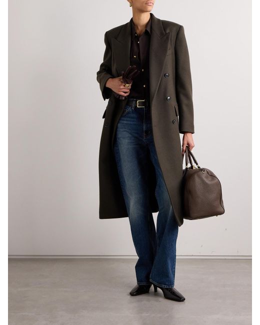 Nili Lotan Black Edmont Double-Breasted Wool-Blend Coat