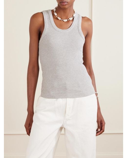 Agolde Gray Poppy Ribbed Stretch Organic Cotton And Tencel Lyocell-Blend Jersey Tank