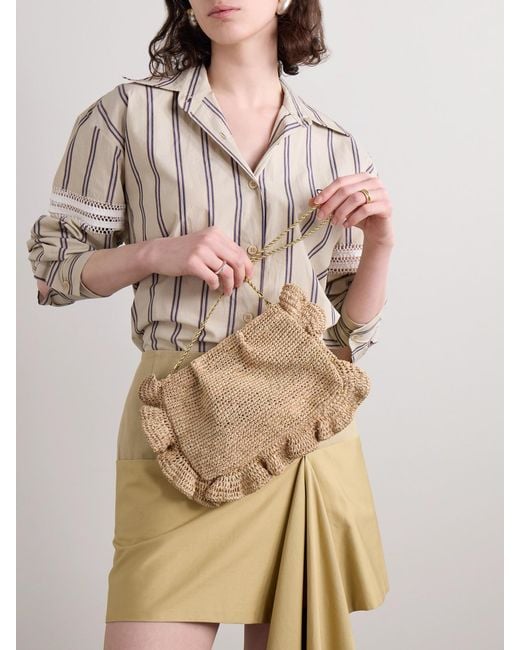 Loeffler Randall Natural Mavis Ruffled Raffia Shoulder Bag