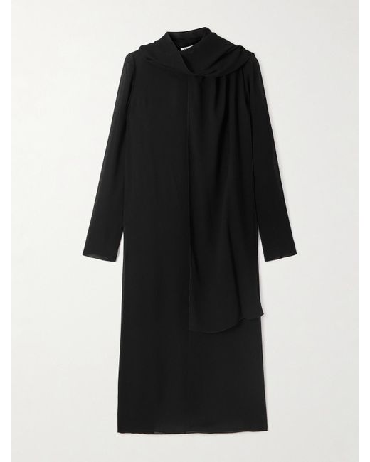 Alaïa Black Midikleid Aus Mesh Mit Cut-Out Und Schluppe