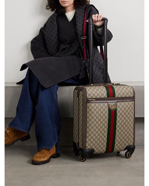 Valise En Toile Enduite Imprimée À Finitions En Cuir Savoy Gucci en coloris Metallic