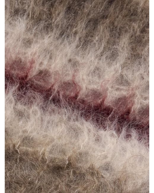 Brunello Cucinelli Natural Fringed Striped Mohair-Blend Scarf