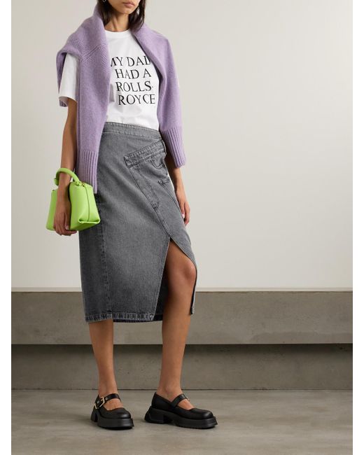 J.W. Anderson Gray Twisted Asymmetric Denim Wrap-Effect Midi Skirt