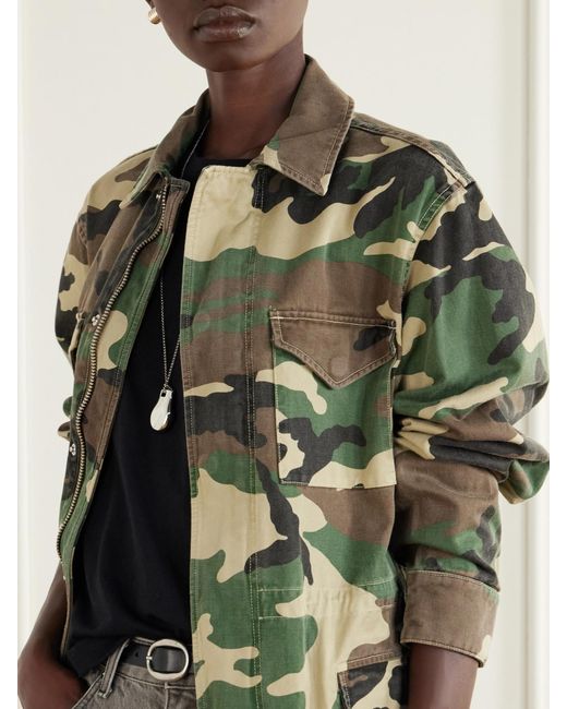 Nili Lotan Green Sacha Camouflage-Print Cotton-Drill Jacket