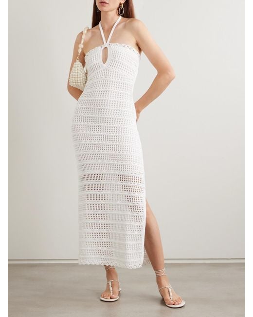 Jonathan Simkhai White Neckholder-Maxikleid Aus Einer Gehäkelten Baumwollmischung Mit Cut-Out