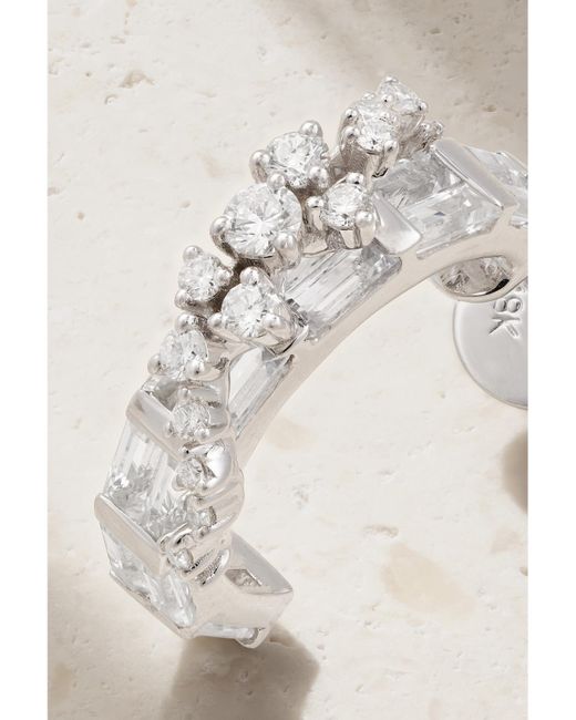 ANANYA Natural Scatter Creolen Aus 18 Karat Weißgld Mit Diamanten Und Saphiren