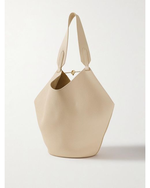 Khaite Natural Lotus Small Textured-Leather Tote