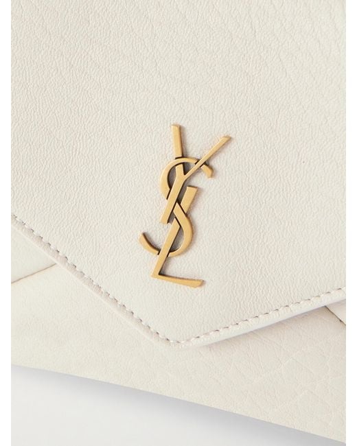 Saint Laurent Natural Cassandre Textured-Leather Shoulder Bag