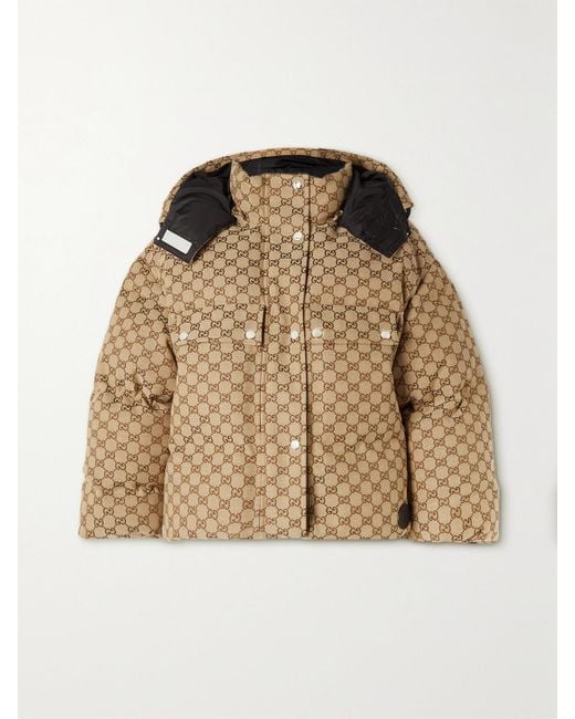 Gucci Brown Gg Cotton Canvas Down Jacket