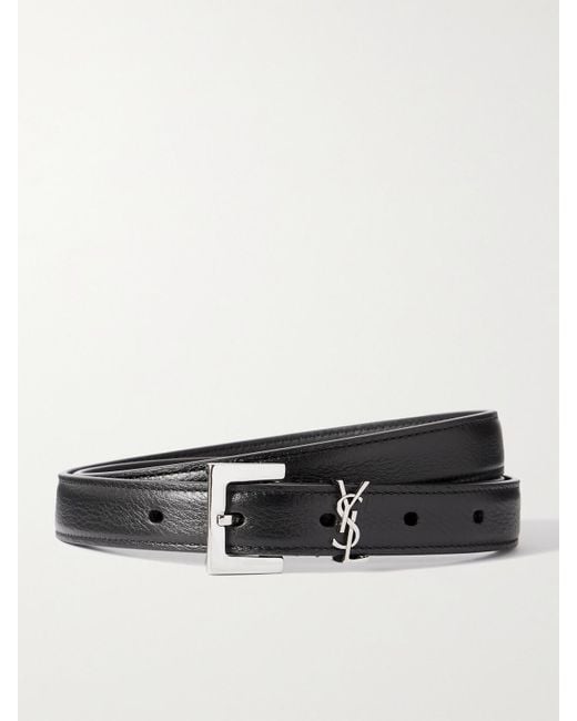 Saint Laurent Black Cassandre Leather Belt
