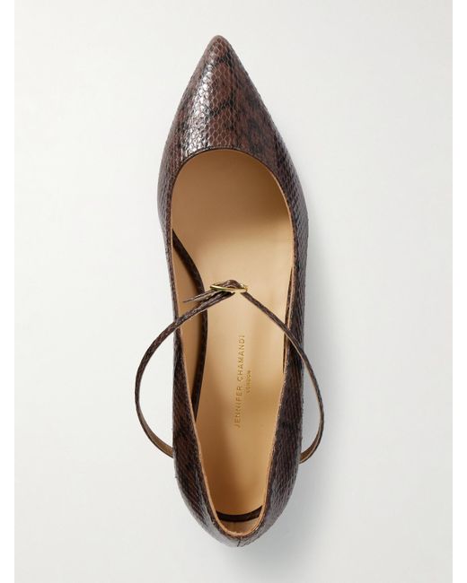 JENNIFER CHAMANDI Brown Lorenzo 20 Elaphe Point-Toe Flats