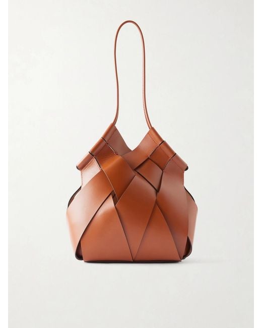 Ulla Johnson Brown Charlotte Woven Leather Shoulder Bag