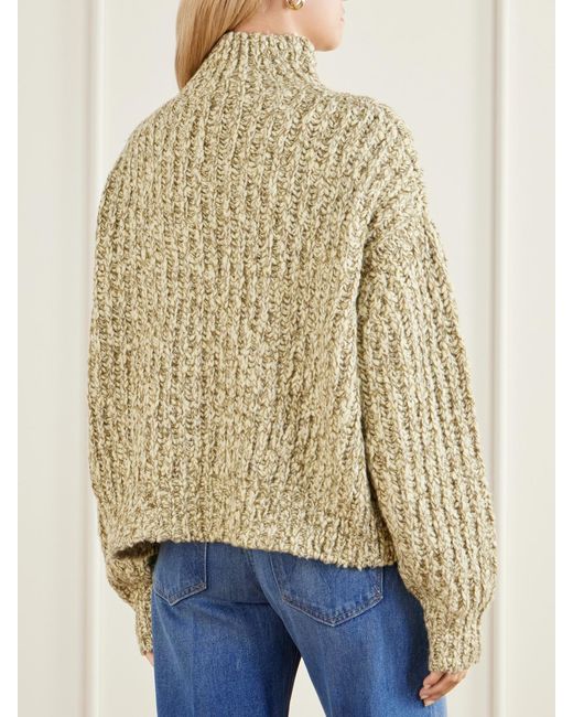 Ulla Johnson Natural Albie Ribbed-Knit Turtleneck Sweater