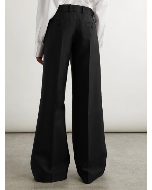 Alexander McQueen Black Wool And Mohair-Blend Wide-Leg Pants