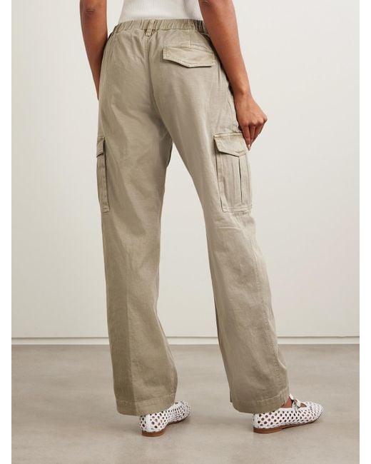 James Perse White Cotton-Blend Twill Straight-Leg Cargo Pants