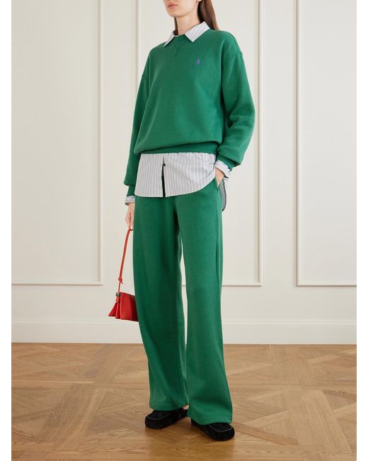 Polo Ralph Lauren Green Cotton-Blend Jersey Straight-Leg Sweatpants