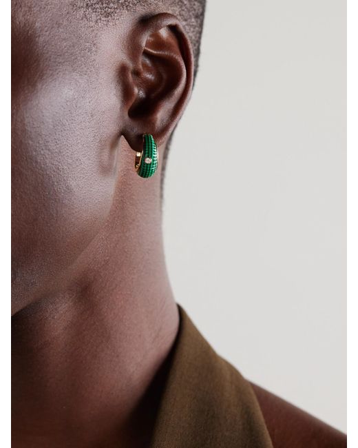 Yvonne Léon Green Berlingot 9-Karat, Malachite And Topaz Earrings