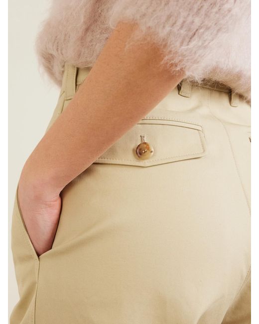 Loro Piana Natural Yoko Cropped Cotton-Poplin Pants