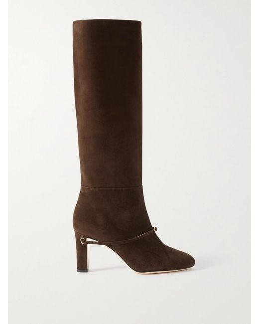 JENNIFER CHAMANDI Brown Samuele 85 Suede Knee Boots