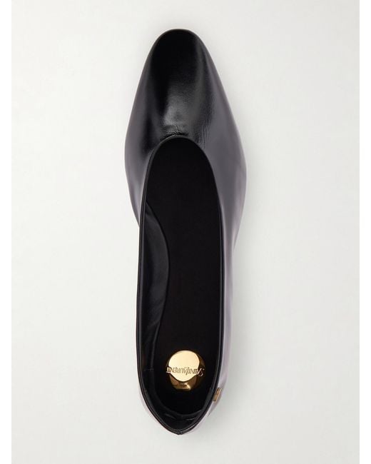 Saint Laurent White Sao Leather Ballet Flats
