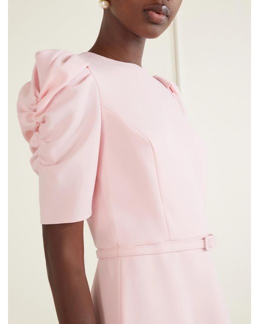 Carolina Herrera Pink Belted Crepe Midi Dress