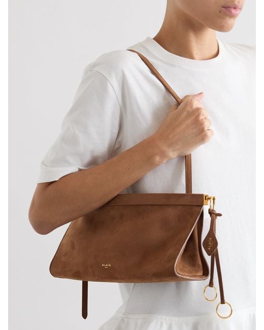 Alaïa Brown Click Medium Nubuck Shoulder Bag