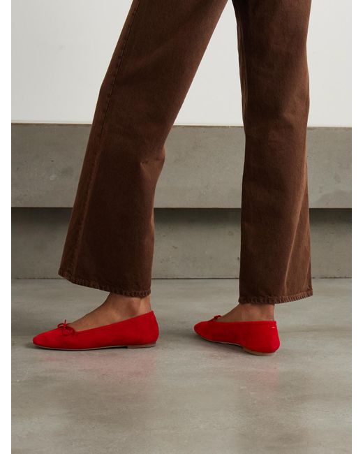Aeyde Red Delfina Suede Ballet Flats