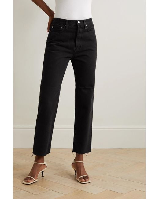 Totême Black Classic Cut High-Rise Straight-Leg Organic Jeans