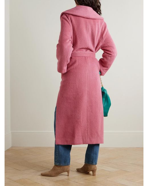 Staud Pink Dakota Belted Wool And Alpaca-Blend Coat