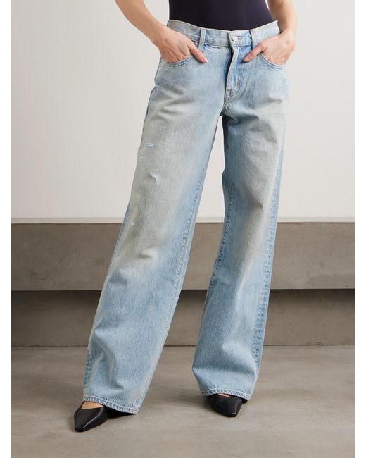 SLVRLAKE Denim Blue Mica Relaxed Low-Rise Wide-Leg Jeans