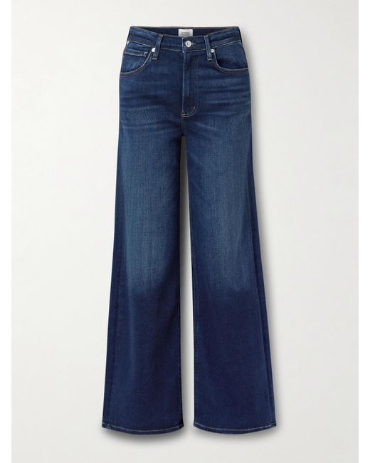 Citizens of Humanity Blue Lyra Long Mid-Rise Wide-Leg Jeans