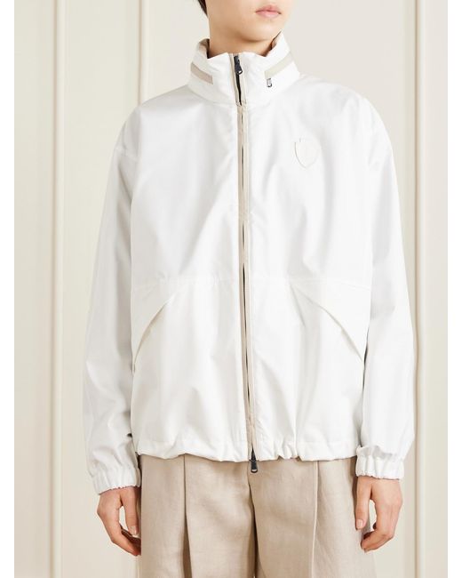 Brunello Cucinelli White Appliquéd Shell Jacket