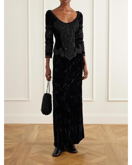 Anna Sui Black Velvet Maxi Skirt