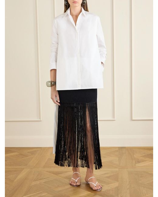 Alaïa White Asymmetric Cotton Poplin Shirt
